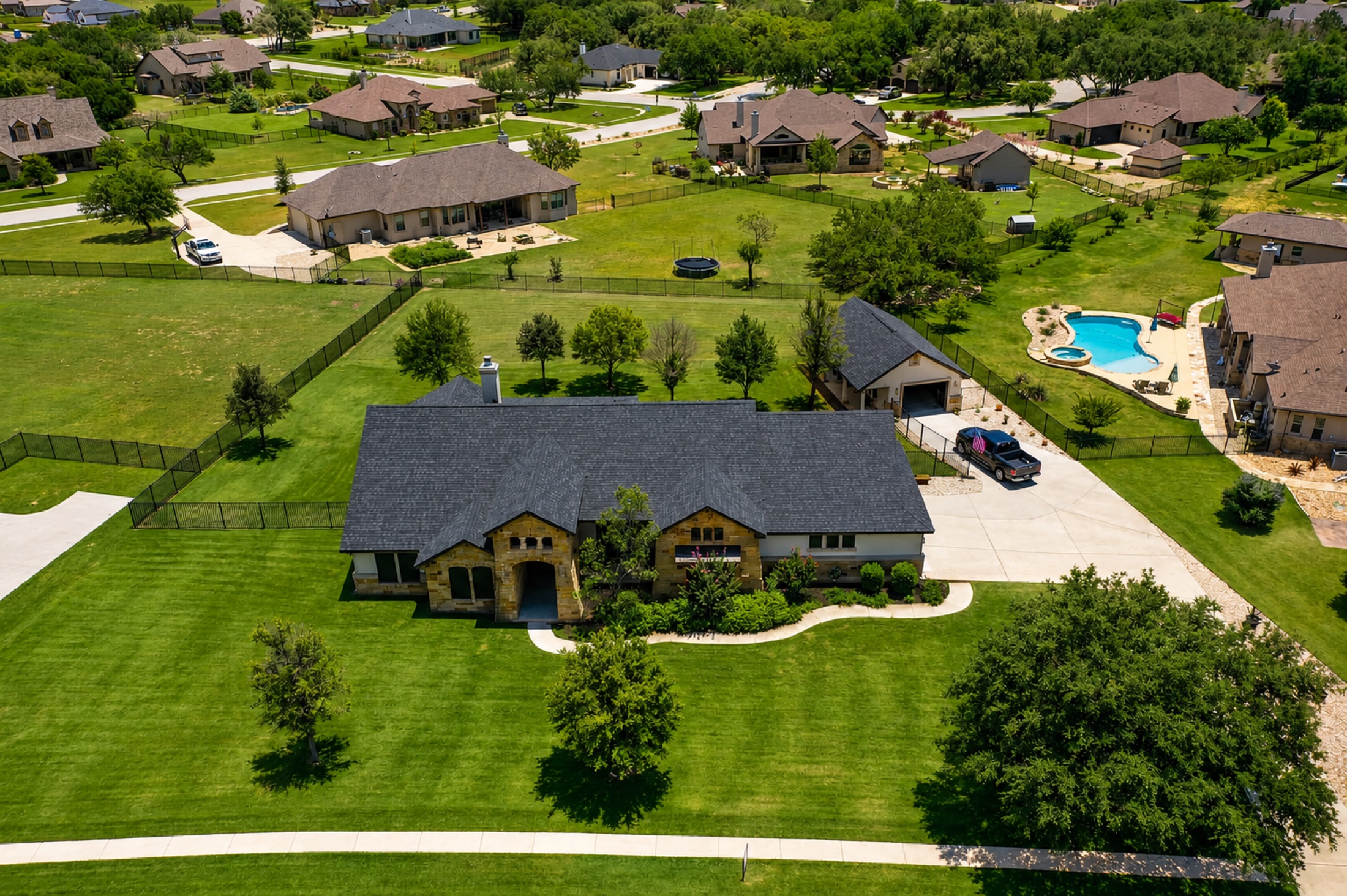 Completed roof on a large Rio Grande Valley home by Texas Contractors