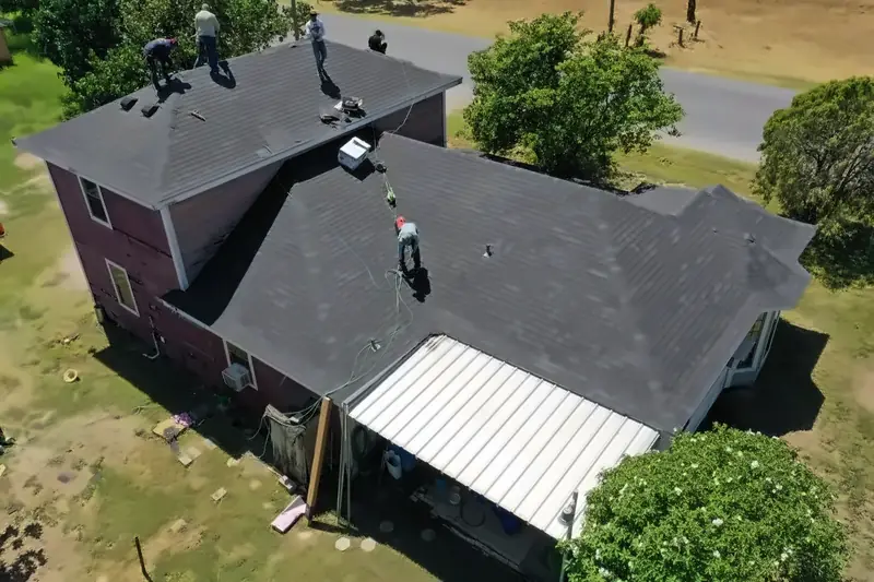 Texas Contractors, Inc. crew completing a full roof replacement in the Rio Grande Valley